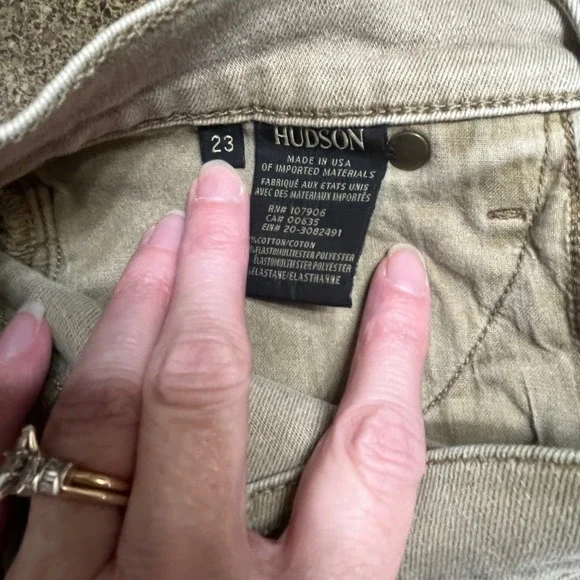 HUDSON Cargo Pants Khaki‎ Tan Zipper Pockets Moto Style Womens Size 23 - Picture 9 of 10